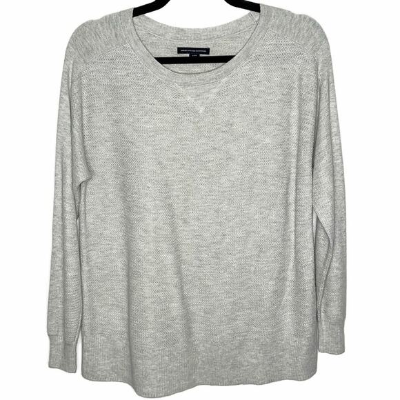 American Eagle Crew Neck Waffle Knit Top Long Sleeve Shirt Grey Size Small - Picture 1 of 8